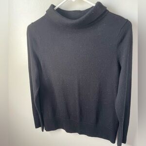 Talbots marino wool black cowl neck sweater petite medium